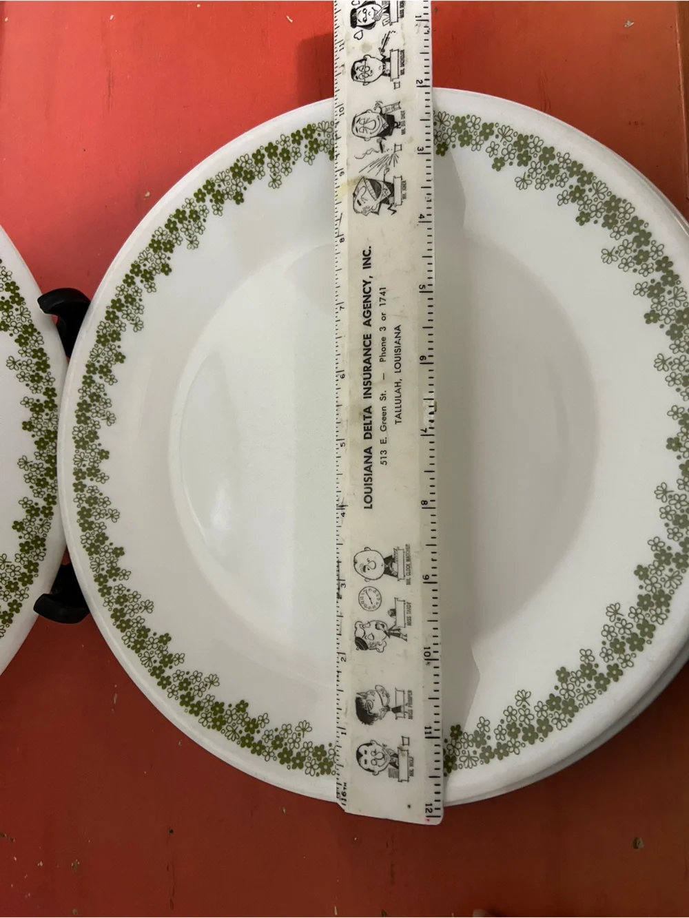 Set of 4 10.5 inch Corelle Green Daisy Spring Blossom Dinner Plates